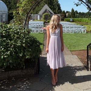 Aritzia lavender chiffon pleated midi dress